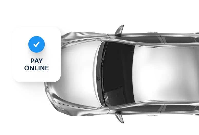A car seen from above beside a Pay online confirmation card